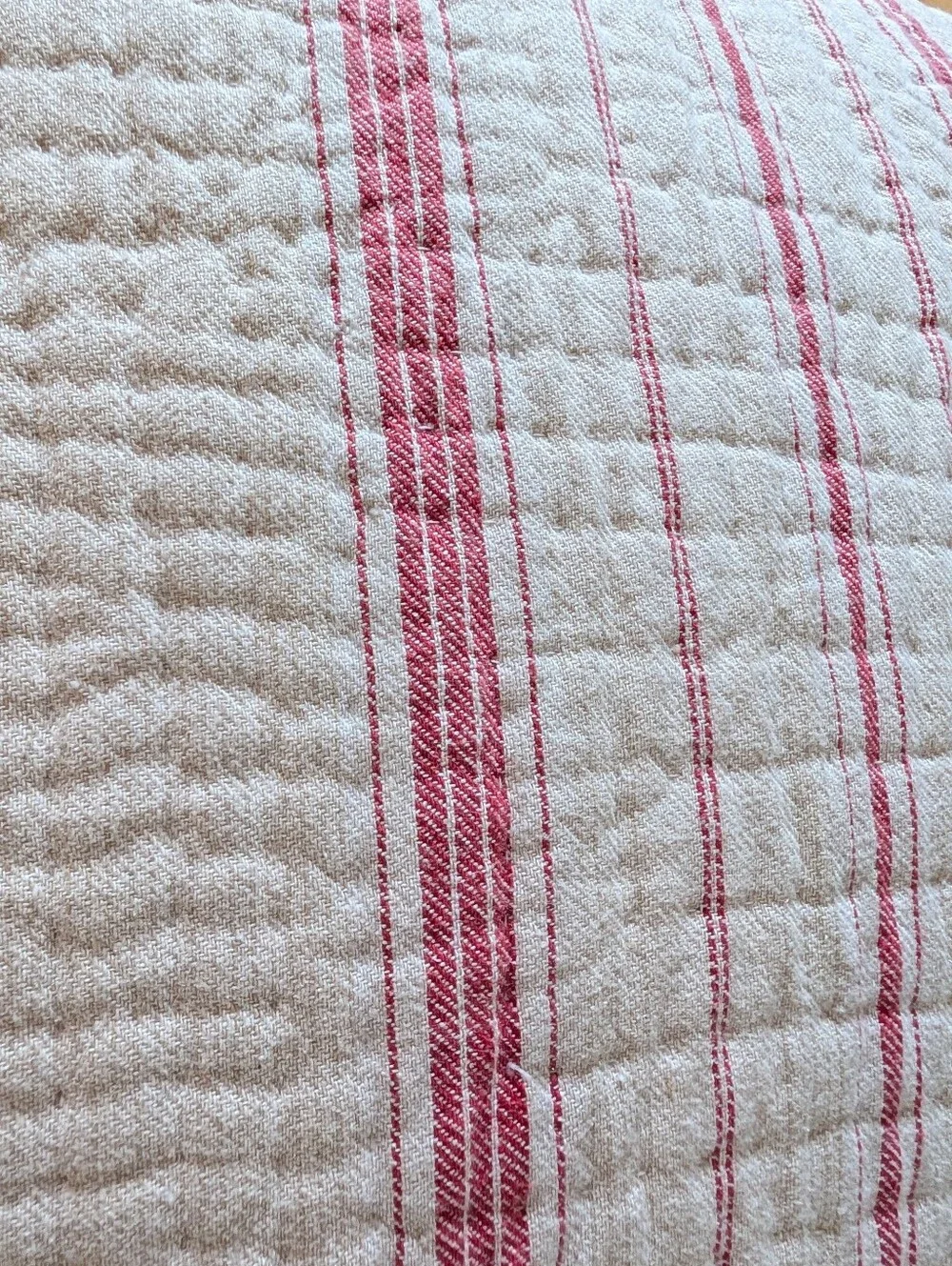 vintage POTTERY BARN linen blend striped Euro sham set